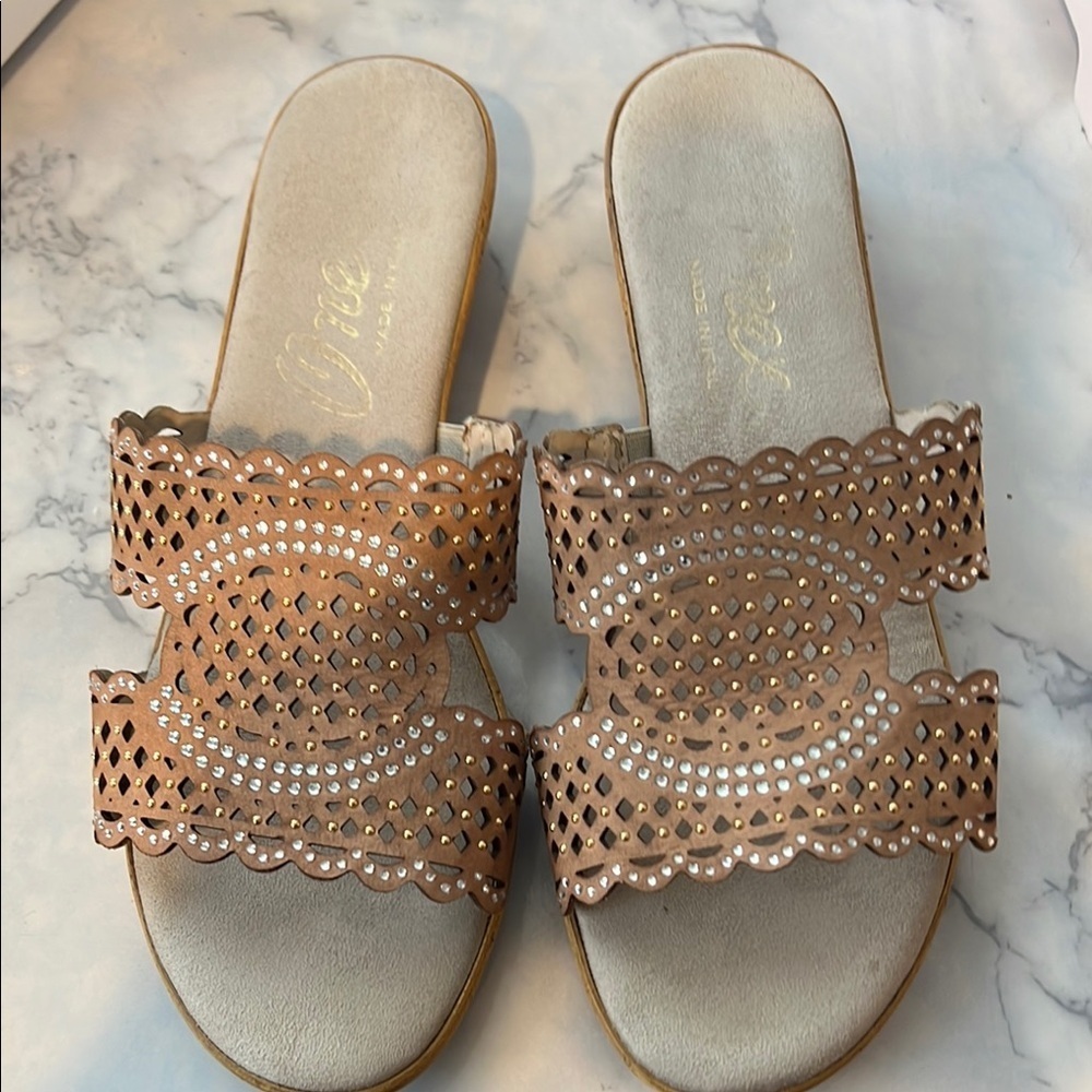 Onex Tan Laser-Cut Sandals b92